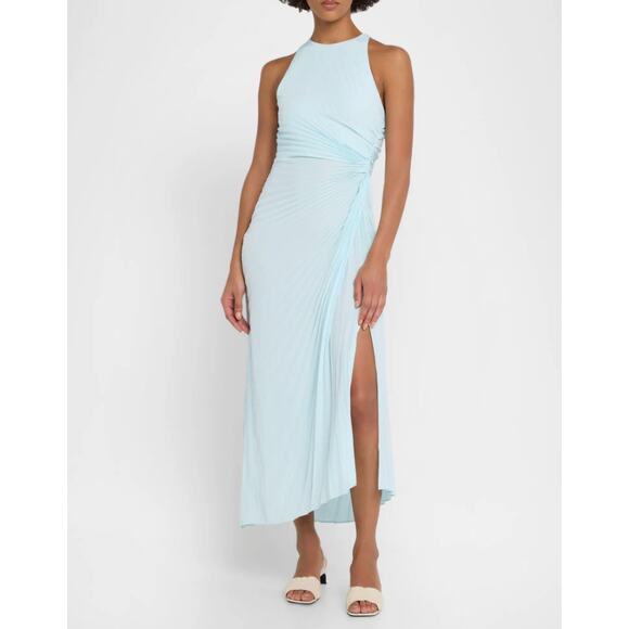 ALC A.L.C. Reagan Midi Dress Cascade Blue Pleated Women's Size 4 NWT Classic - Picture 1 of 15